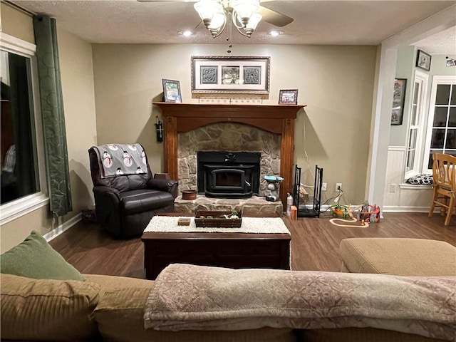 655 Chester Harris Dr, Dallas, GA 30132 - living room with ceiling fan, wood finished floors, and baseboards