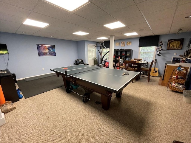 655 Chester Harris Dr, Dallas, GA 30132 - recreation room with a paneled ceiling, carpet flooring, and baseboards