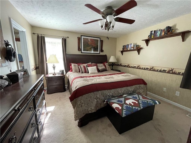655 Chester Harris Dr, Dallas, GA 30132 - bedroom with light carpet, a textured ceiling, and a ceiling fan