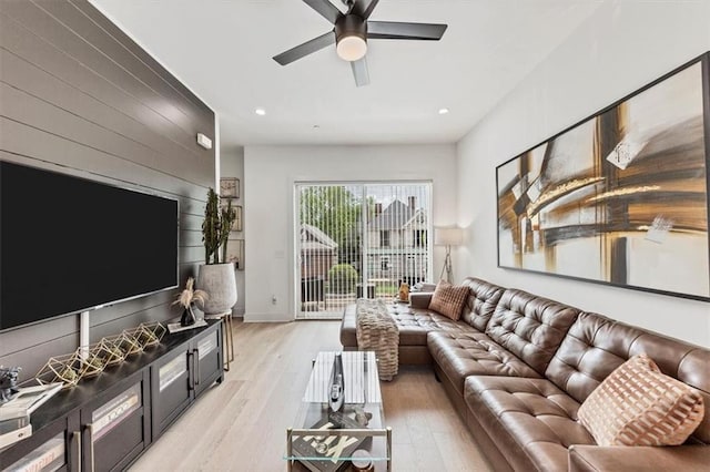 701 Pryor St SW Unit 5, Atlanta, GA 30315 - living area with a ceiling fan, recessed lighting, light wood-style floors, and baseboards