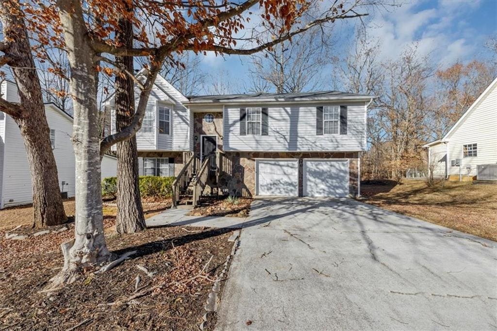 bi-level home with a garage