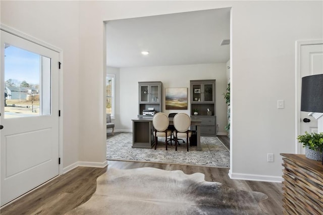 office area featuring dark hardwood / wood-style floors