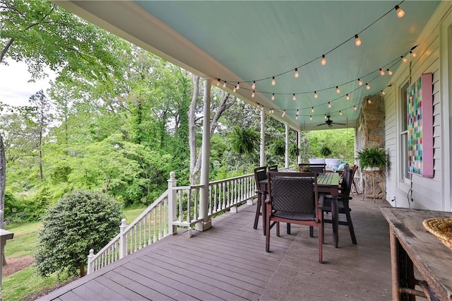 deck featuring ceiling fan