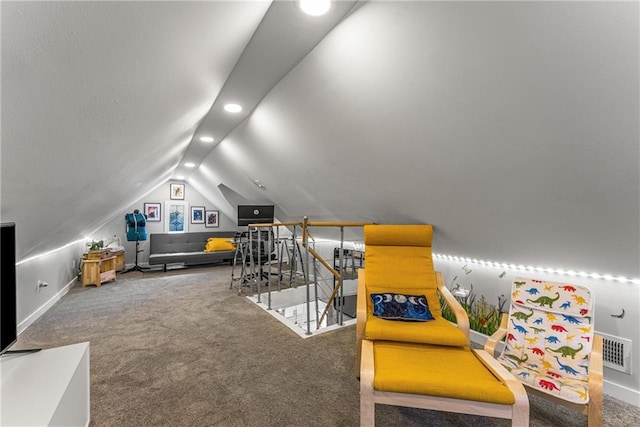 611 Pickett St SE, Atlanta, GA 30316 - game room featuring lofted ceiling, carpet, recessed lighting, and baseboards