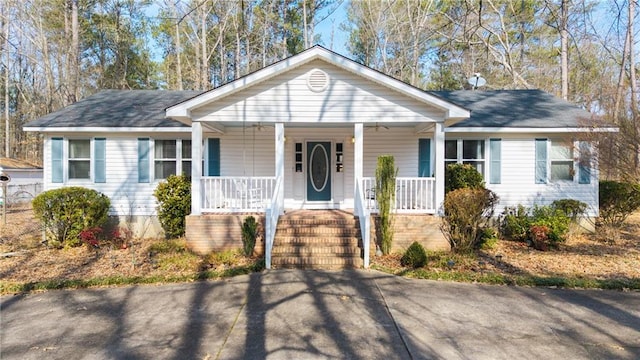 view of front of home featuring covered porch