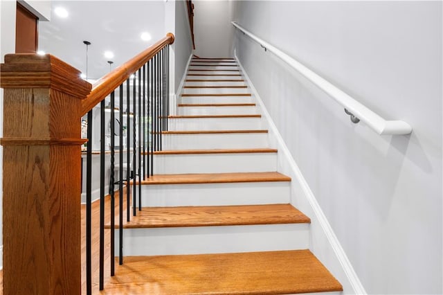 stairway with recessed lighting