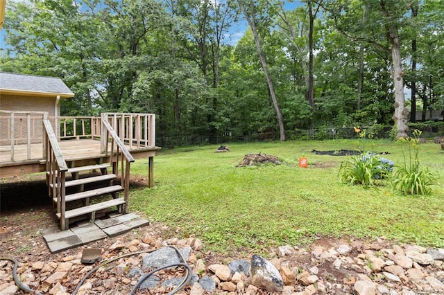 574 Horseshoe Cir SW, Lilburn, GA 30047 - view of yard featuring a deck and stairs