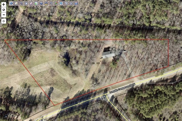 995 Lumpkin Cmpgd Rd N, Dawsonville, GA 30534 - aerial map of property and surrounding area with property boundaries highlighted