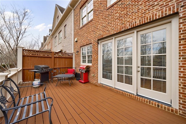 deck with area for grilling