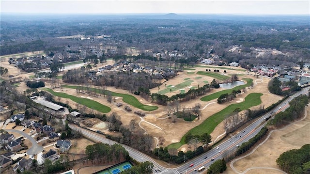 drone / aerial view with view of golf course
