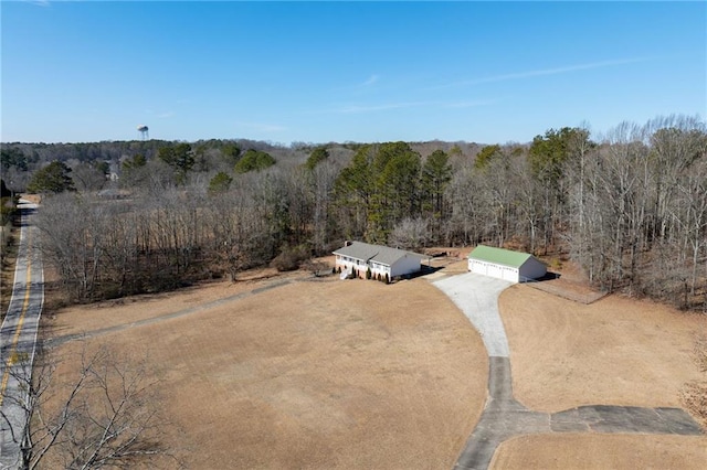 aerial view with a rural view