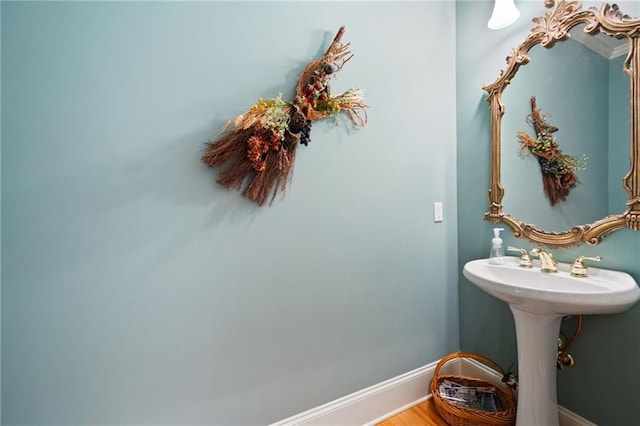 bathroom featuring baseboards and wood finished floors