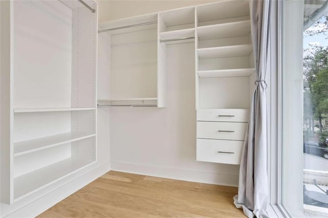 walk in closet featuring light hardwood / wood-style floors