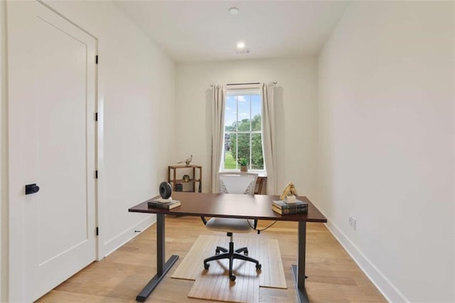 office featuring light hardwood / wood-style floors