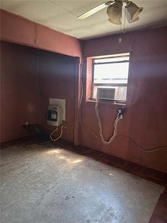 134 Cicero Trl, Dawsonville, GA 30534 - empty room with heating unit, cooling unit, concrete flooring, and a ceiling fan