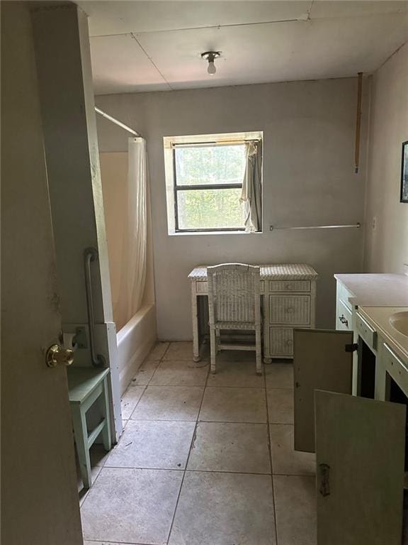 134 Cicero Trl, Dawsonville, GA 30534 - full bathroom with shower / tub combo with curtain, tile patterned flooring, and vanity