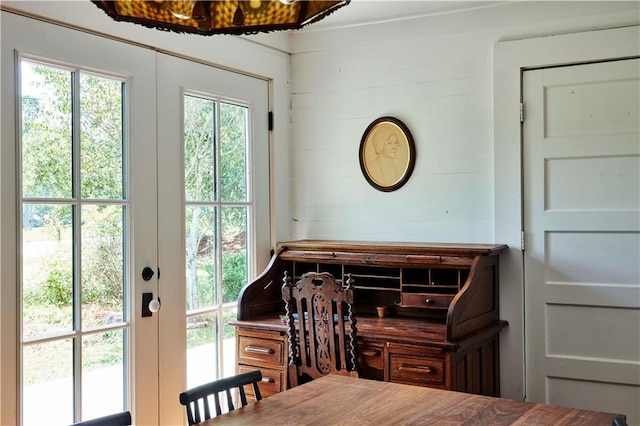 entryway featuring french doors