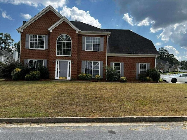 colonial house with a front lawn