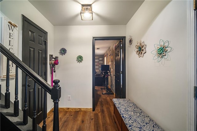 entryway featuring dark wood-type flooring