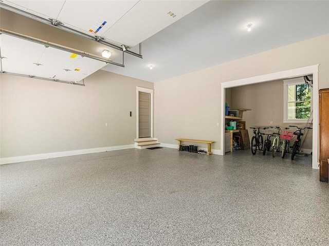 garage with baseboards