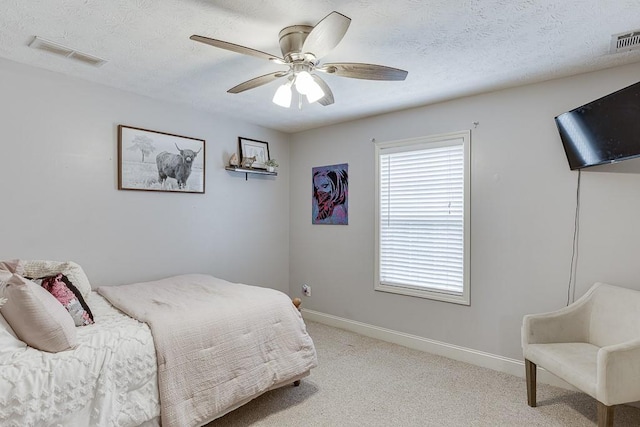 1751 Fire Side Ct, Jefferson, GA 30549 - bedroom with light colored carpet, a ceiling fan, and a textured ceiling