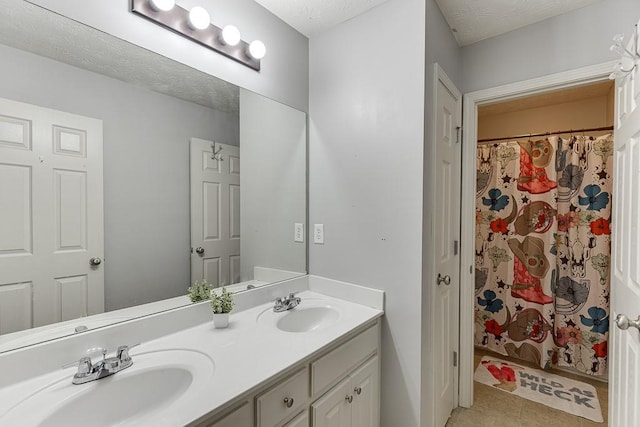 1751 Fire Side Ct, Jefferson, GA 30549 - full bathroom featuring double vanity, tile patterned flooring, and a shower with shower curtain