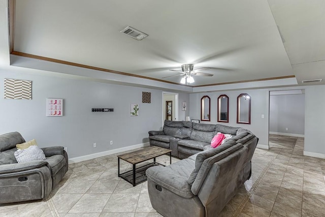 1751 Fire Side Ct, Jefferson, GA 30549 - living room featuring a tray ceiling and ceiling fan