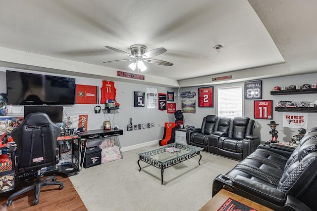 1751 Fire Side Ct, Jefferson, GA 30549 - living area with a ceiling fan and wood finished floors