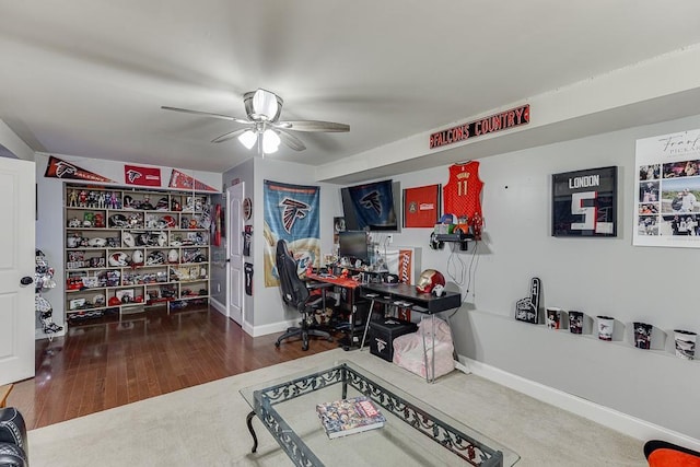 1751 Fire Side Ct, Jefferson, GA 30549 - office with ceiling fan and wood finished floors