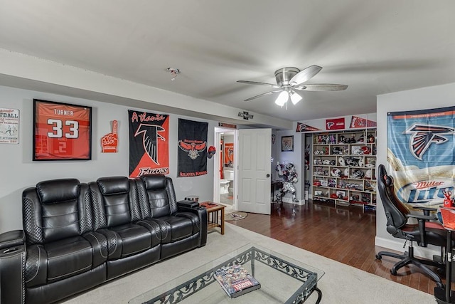 1751 Fire Side Ct, Jefferson, GA 30549 - cinema room with ceiling fan and wood finished floors