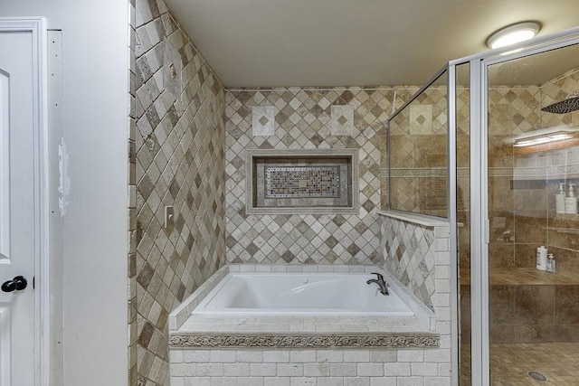 1751 Fire Side Ct, Jefferson, GA 30549 - full bathroom featuring a garden tub, a shower stall, and tile walls
