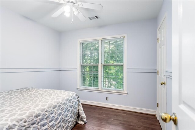 404 Summerchase Way, Woodstock, GA 30189 - bedroom featuring dark wood-type flooring, baseboards, and a ceiling fan