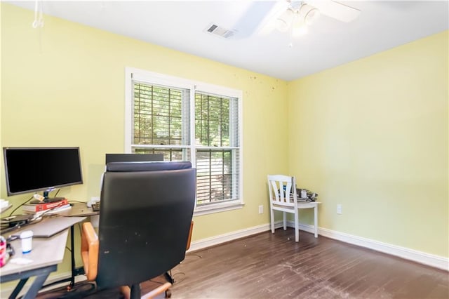 404 Summerchase Way, Woodstock, GA 30189 - office space featuring plenty of natural light, ceiling fan, wood finished floors, and baseboards