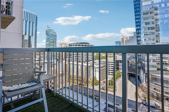 balcony with a view of city