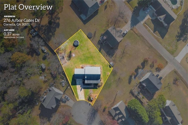 276 Arbor Gate Dr, Cornelia, GA 30531 - aerial view of property's location with property boundaries highlighted