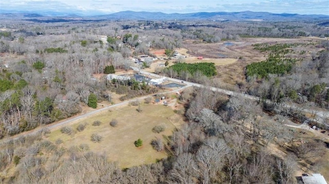 drone / aerial view featuring a mountain view