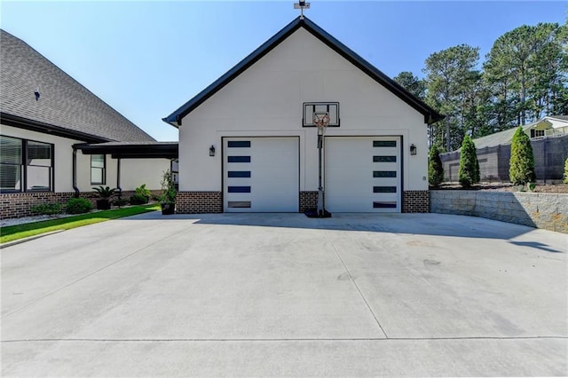 view of garage