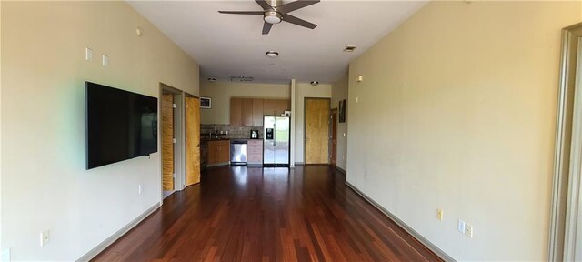 hall with dark wood-type flooring