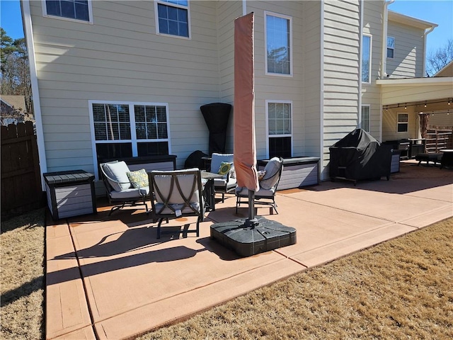 view of patio / terrace featuring an outdoor living space