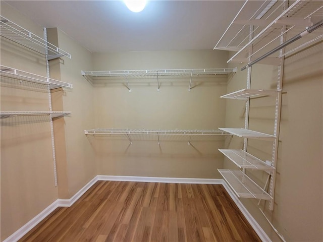 spacious closet with wood finished floors