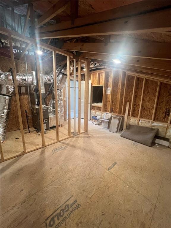 basement with heating unit