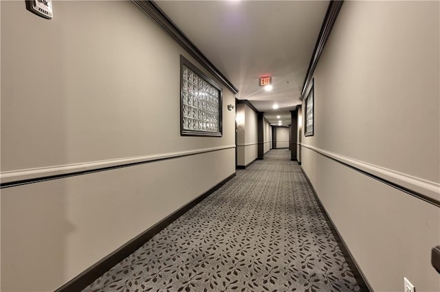 hallway with crown molding