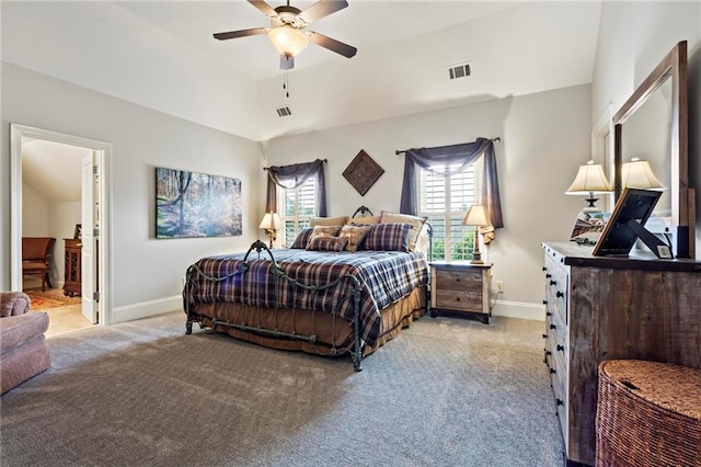 31 Brownson Ct, Acworth, GA 30101 - bedroom with visible vents, baseboards, lofted ceiling, and light colored carpet