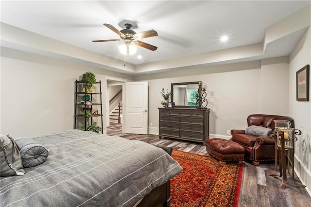31 Brownson Ct, Acworth, GA 30101 - bedroom with baseboards, recessed lighting, a ceiling fan, and wood finished floors