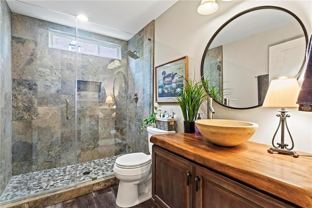 31 Brownson Ct, Acworth, GA 30101 - full bath featuring vanity, a stall shower, toilet, and wood finished floors