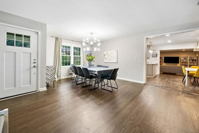 1315 Merry Ln NE, Atlanta, GA 30329 - dining space featuring a chandelier and dark wood-type flooring