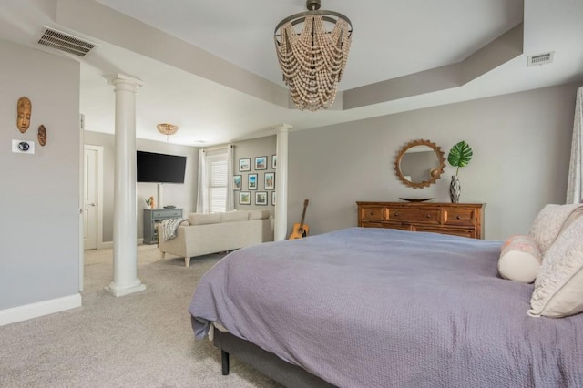 2075 Old Georgian Ter NW, Atlanta, GA 30318 - carpeted bedroom featuring decorative columns and baseboards
