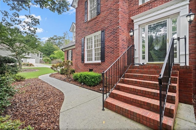 1418 Mill Path Loop, Lawrenceville, GA 30045 - doorway to property featuring brick siding