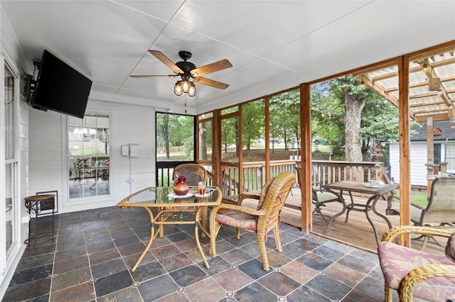 1418 Mill Path Loop, Lawrenceville, GA 30045 - sunroom featuring ceiling fan