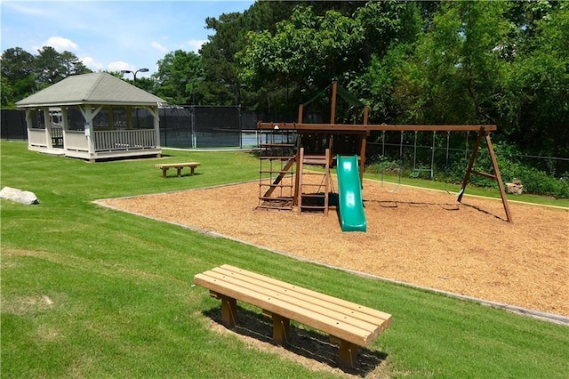 1418 Mill Path Loop, Lawrenceville, GA 30045 - community play area featuring a gazebo and view of wooded area